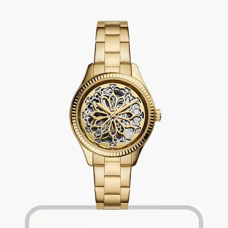 Fossil Rye Automatic Gold-tone Ladies Watch- BQ3755